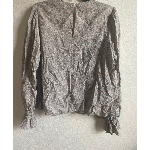 Moodie Ditsy Floral Long Sleeve Blouse M Keyhole Back Boho Hippie Peasant - Picture 2 of 12